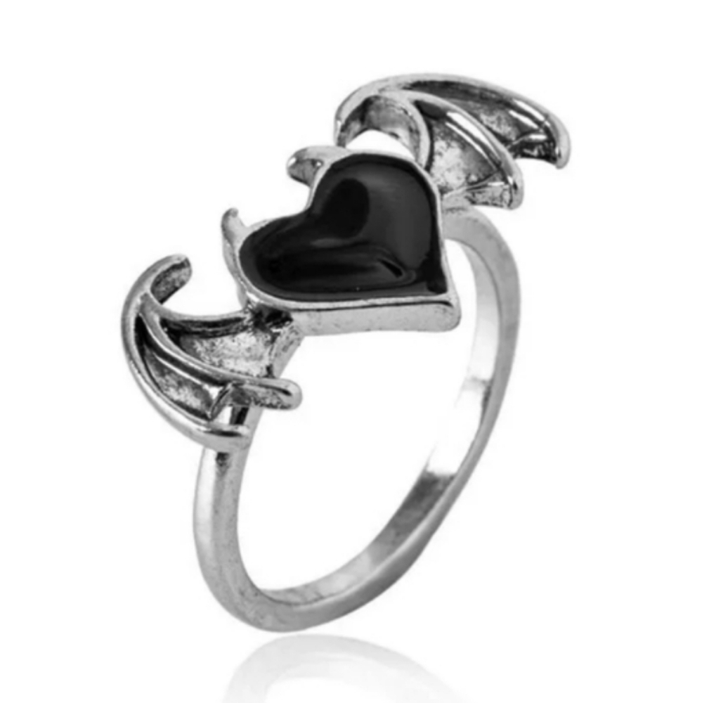 🖤 Lil' Devil Black Heart Adjustable Ring